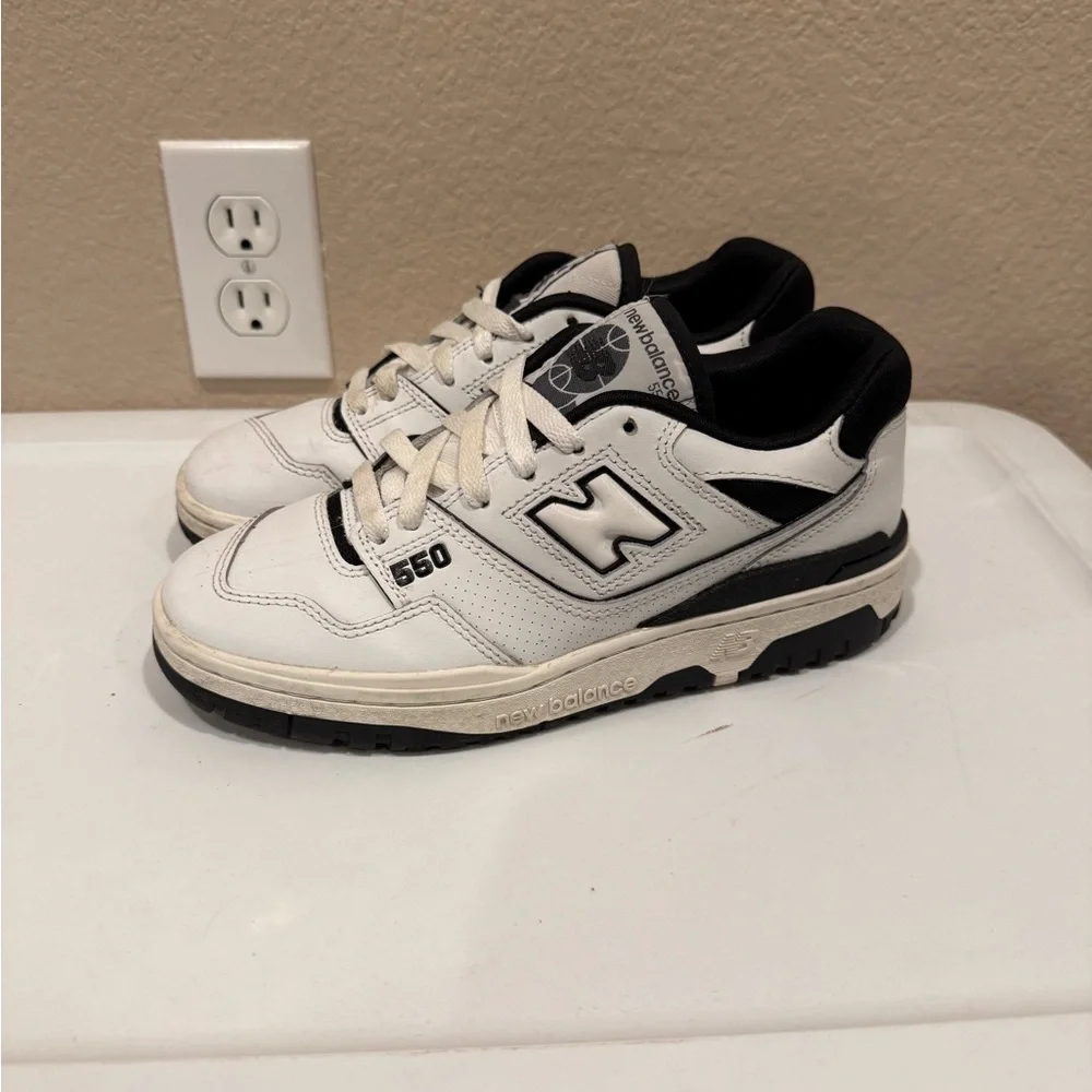 New Balance 550 White and Black Sneakers